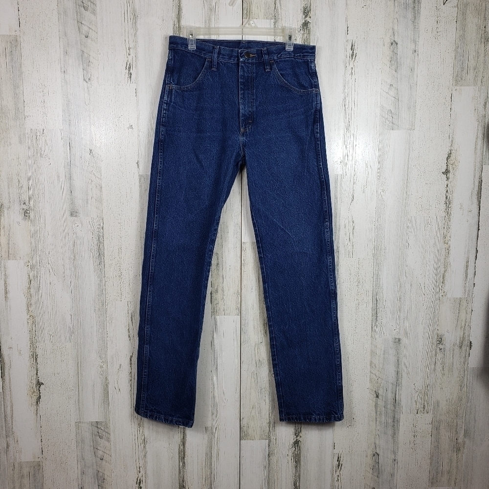 Mens rustler dark wash straight leg jeans size 32X34